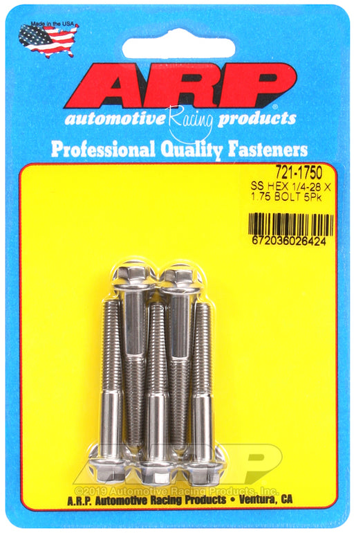 ARP 1/4-28 x 1.750 hex SS bolts
