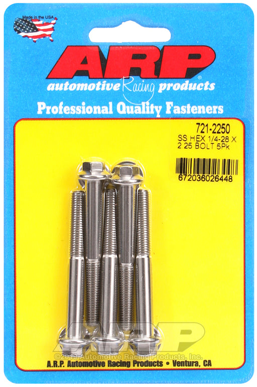 ARP 1/4-28 x 2.250 hex SS bolts