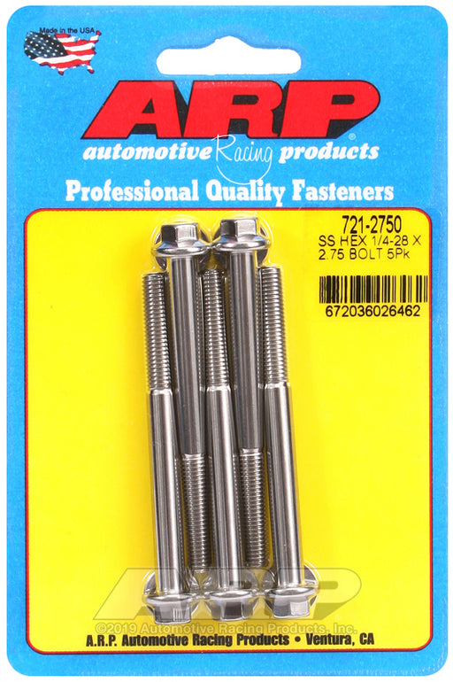 ARP 1/4-28 x 2.750 hex SS bolts