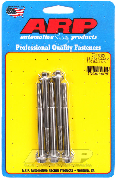 ARP 1/4-28 x 3.000 hex SS bolts