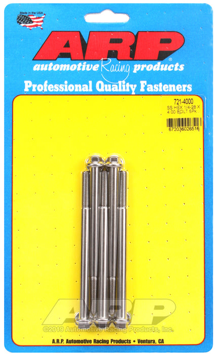 ARP 1/4-28 x 4.000 hex SS bolts
