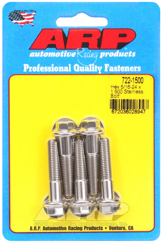 ARP 5/16-24 x 1.500 hex SS bolts