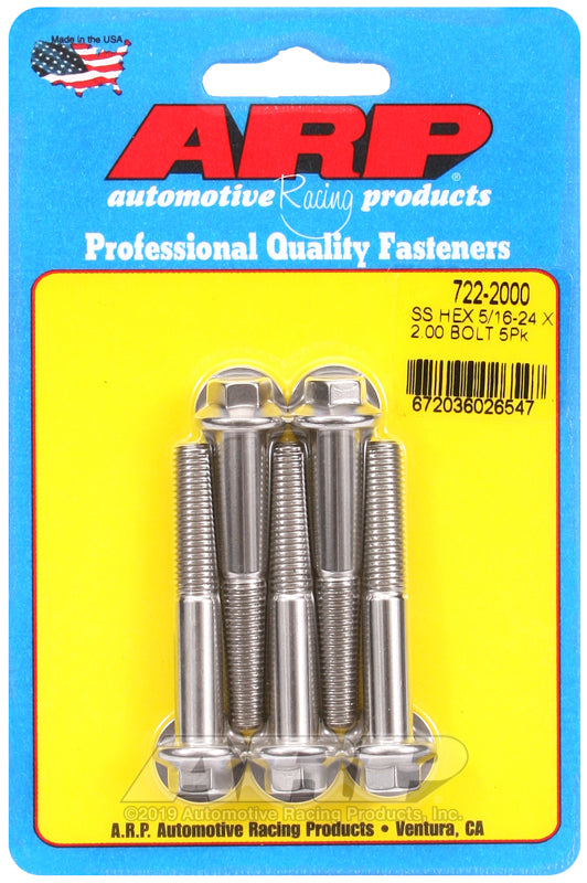 ARP 5/16-24 x 2.000 hex SS bolts