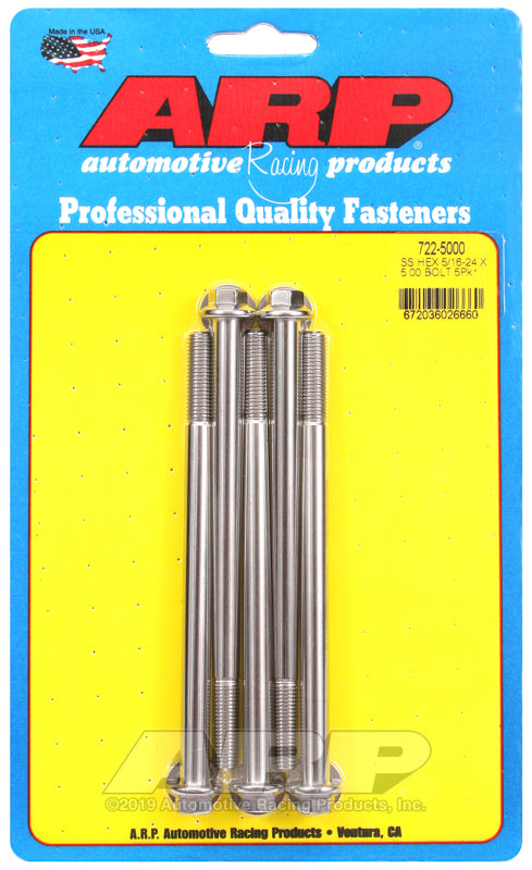 ARP 5/16-24 x 5.000 hex SS bolts