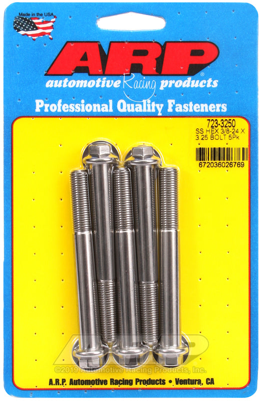 ARP 3/8-24 x 3.250 hex SS bolts