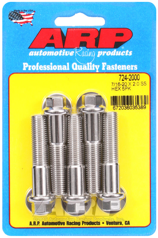 ARP 7/16-20 x 2.000 hex SS bolts