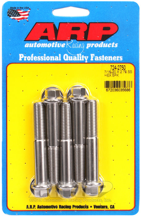 ARP 7/16-20 x 2.750 hex SS bolts