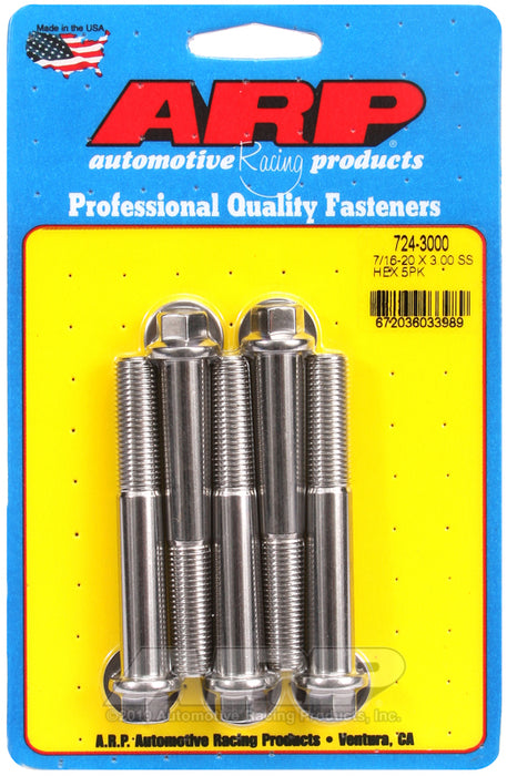 ARP 7/16-20 x 3.000 hex SS bolts