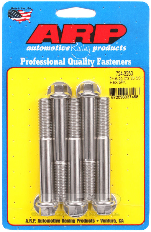 ARP 7/16-20 x 3.250 hex SS bolts