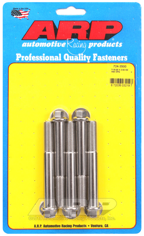 ARP 7/16-20 x 3.500 hex SS bolts