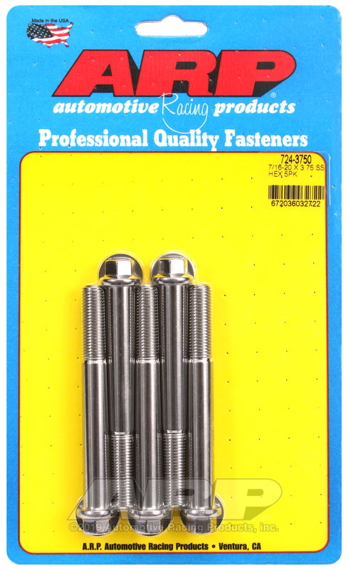 ARP 7/16-20 x 3.750 hex SS bolts