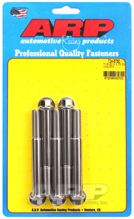 ARP 7/16-20 x 3.750 hex SS bolts