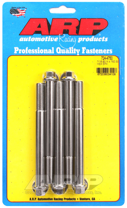 ARP 7/16-20 x 4.750 hex SS bolts