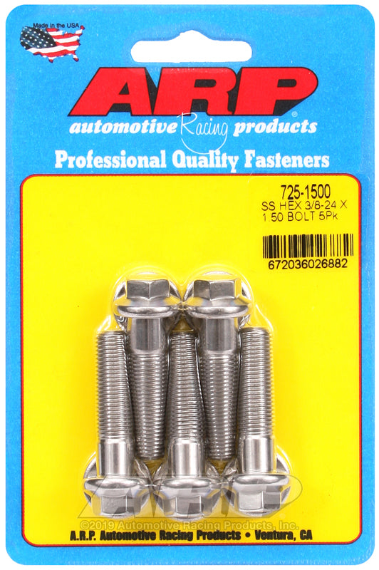 ARP 3/8-24 x 1.500 hex 7/16 wrenching SS bolts