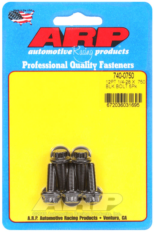 ARP 1/4-28 x .750 12pt black oxide bolts