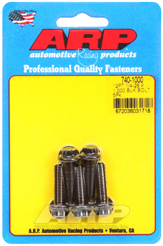 ARP 1/4-28 x 1.000 12pt black oxide bolts