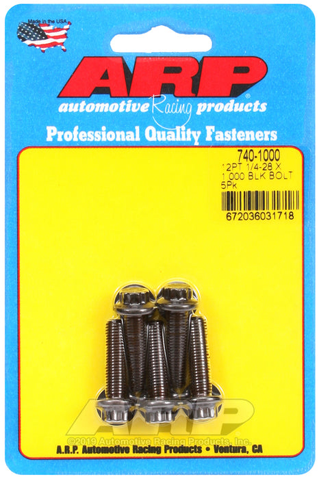 ARP 1/4-28 x 1.000 12pt black oxide bolts
