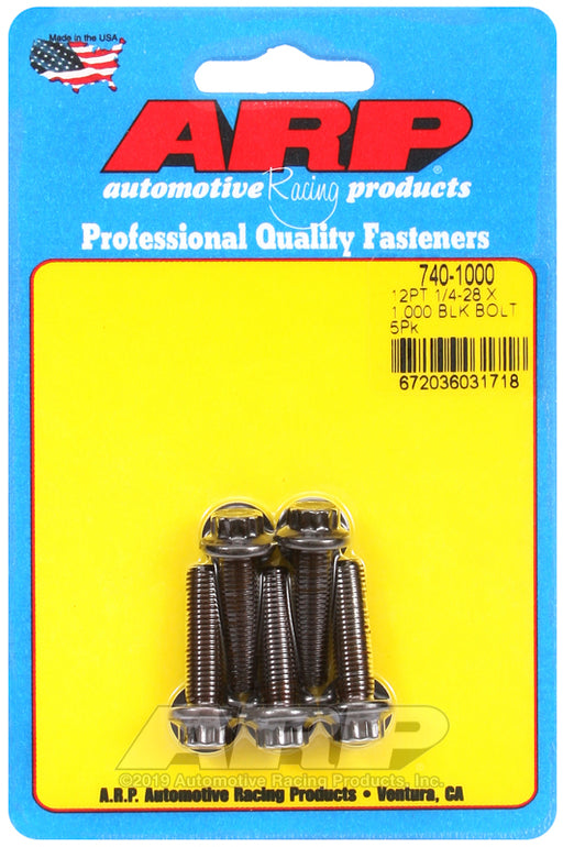 ARP 1/4-28 x 1.000 12pt black oxide bolts