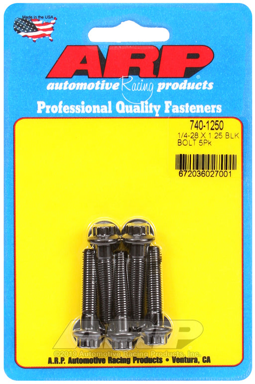 ARP 1/4-28 x 1.250 12pt black oxide bolts