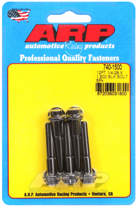 ARP 1/4-28 x 1.500 12pt black oxide bolts