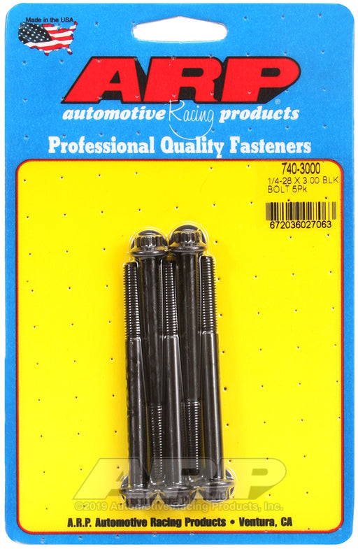 ARP 1/4-28 x 3.000 12pt black oxide bolts