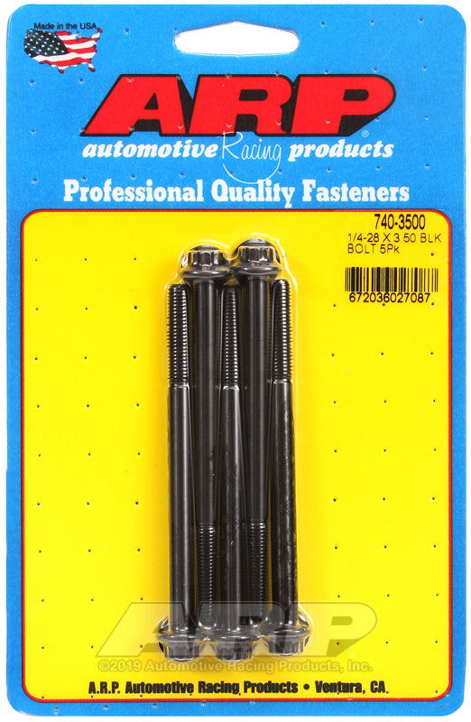 ARP 1/4-28 x 3.500 12pt black oxide bolts