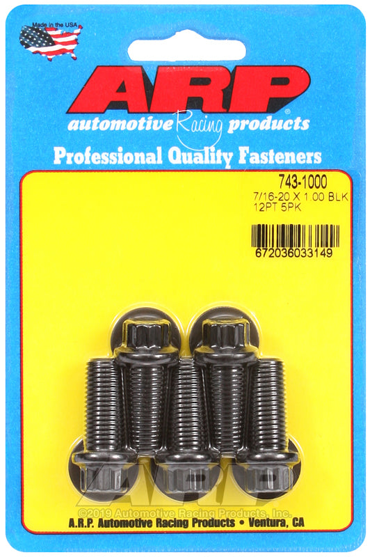 ARP 7/16-20 x 1.000 12pt black oxide bolts