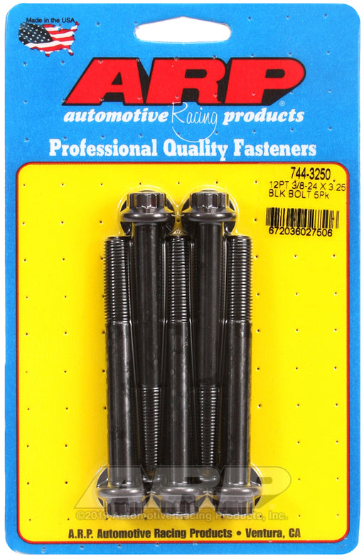 ARP 3/8-24 x 3.250 12pt 7/16 wrenching black oxide bolts