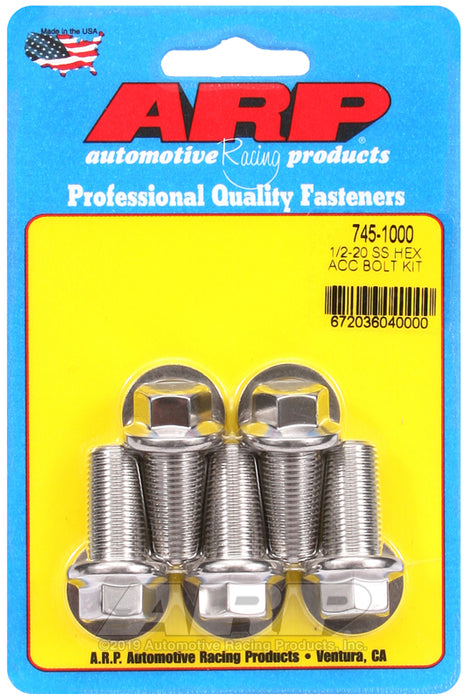 ARP 1/2-20 x 1.000 hex SS bolts