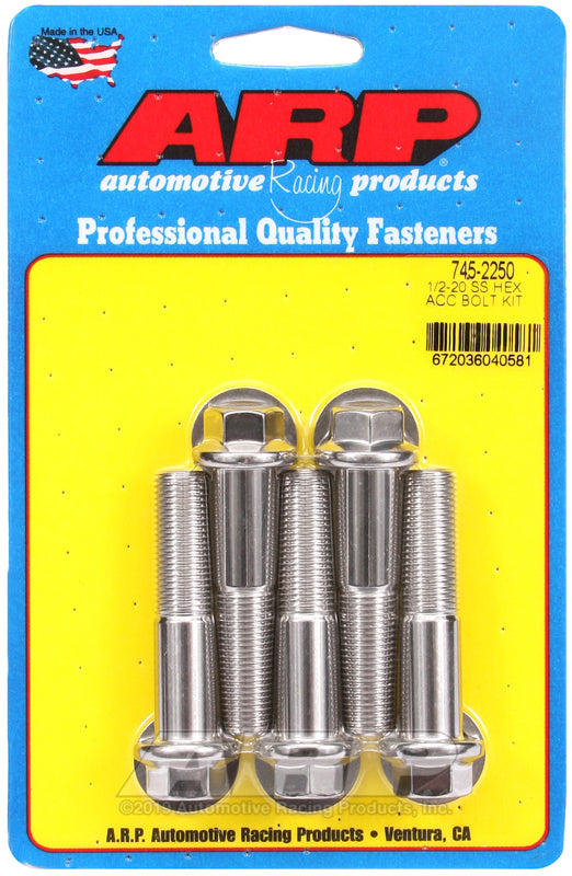 ARP 1/2-20 x 2.250 hex SS bolts