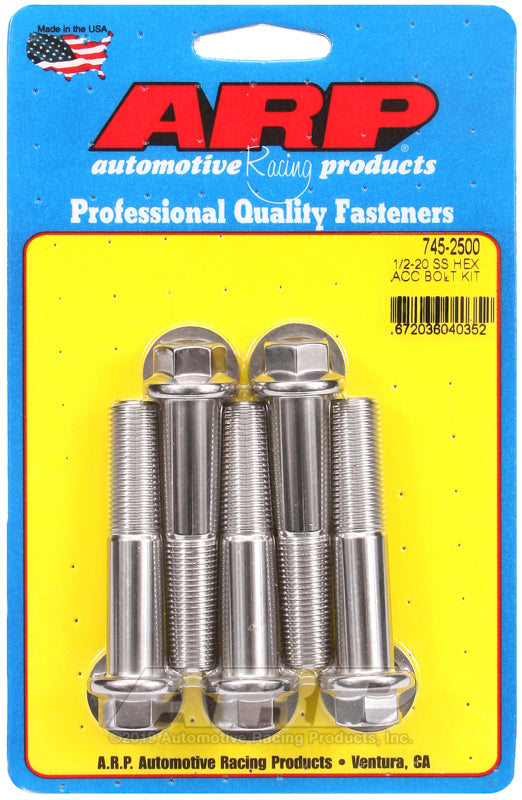 ARP 1/2-20 x 2.500 hex SS bolts