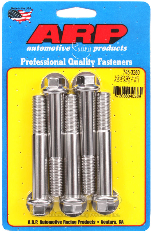 ARP 1/2-20 x 3.250 hex SS bolts