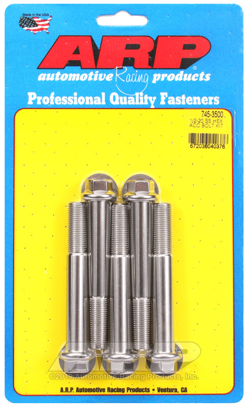 ARP 1/2-20 x 3.500 hex SS bolts