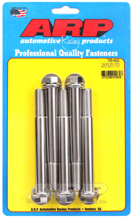 ARP 1/2-20 x 4.500 hex SS bolts