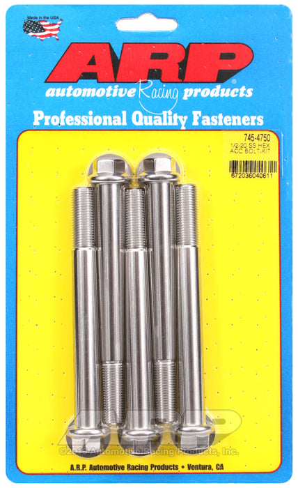 ARP 1/2-20 x 4.750 hex SS bolts