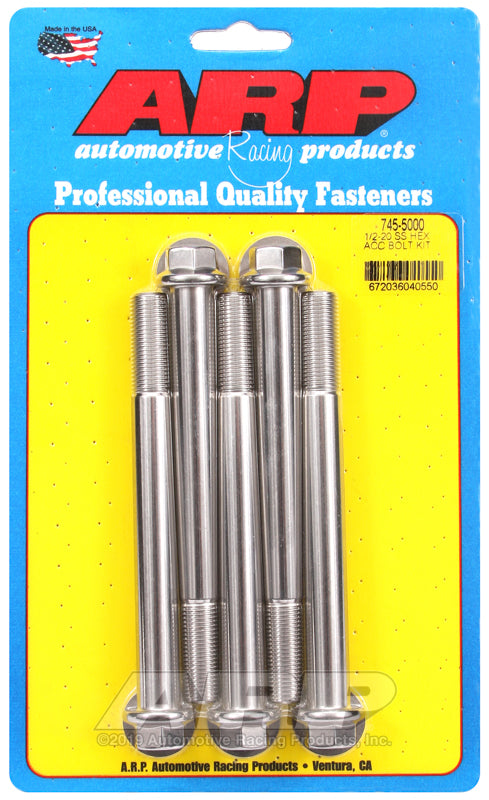 ARP 1/2-20 x 5.000 hex SS bolts