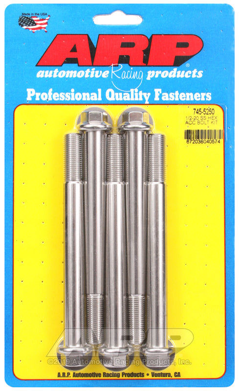 ARP 1/2-20 x 5.250 hex SS bolts