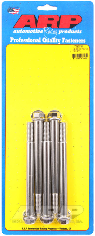 ARP 1/2-20 x 5.750 hex SS bolts