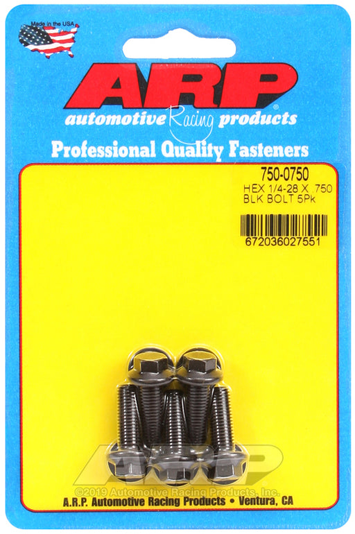 ARP 1/4-28 x .750 hex black oxide bolts