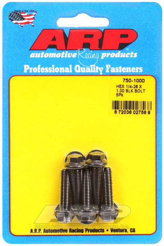 ARP 1/4-28 x 1.000 hex black oxide bolts