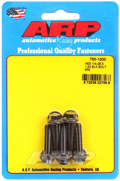 ARP 1/4-28 x 1.000 hex black oxide bolts