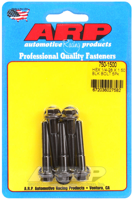ARP 1/4-28 x 1.500 hex black oxide bolts
