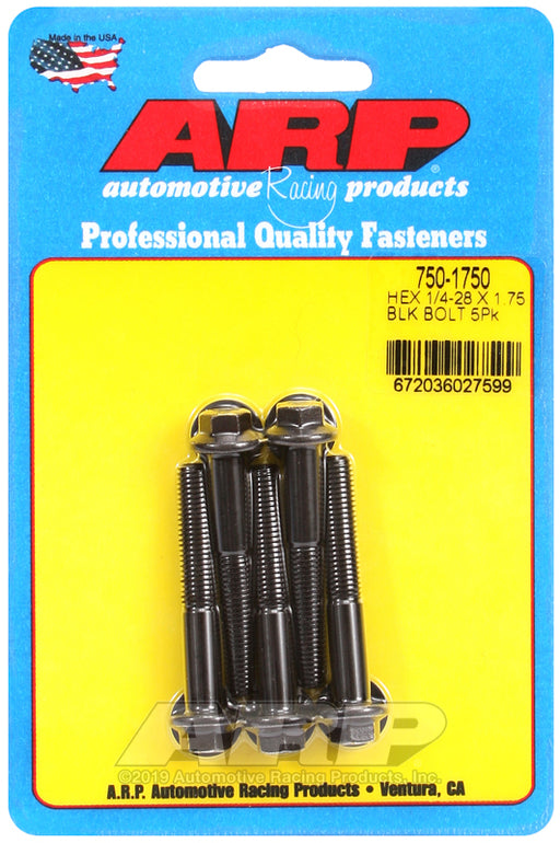 ARP 1/4-28 x 1.750 hex black oxide bolts