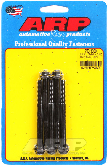 ARP 1/4-28 x 3.000 hex black oxide bolts