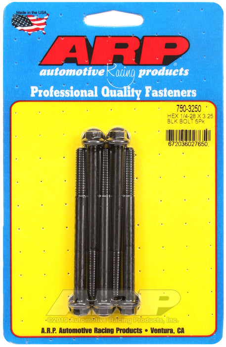 ARP 1/4-28 x 3.250 hex black oxide bolts