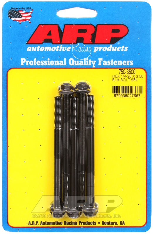ARP 1/4-28 x 3.500 hex black oxide bolts