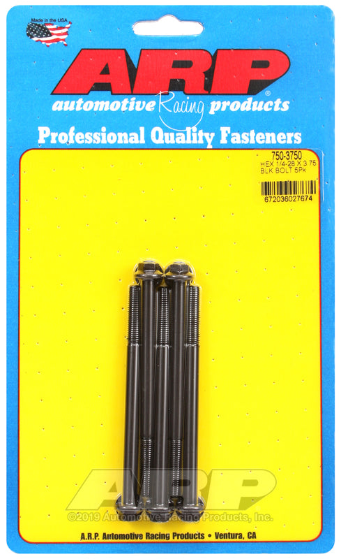 ARP 1/4-28 x 3.750 hex black oxide bolts