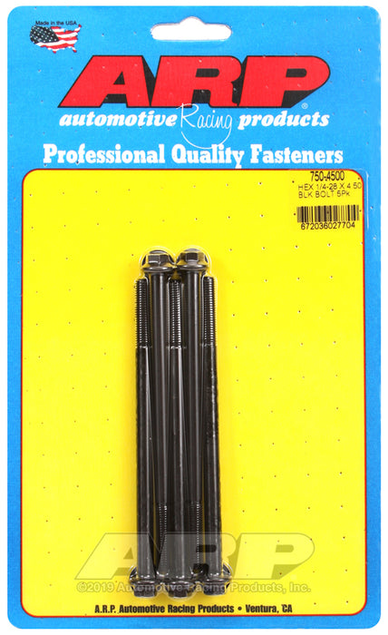 ARP 1/4-28 x 4.500 hex black oxide bolts