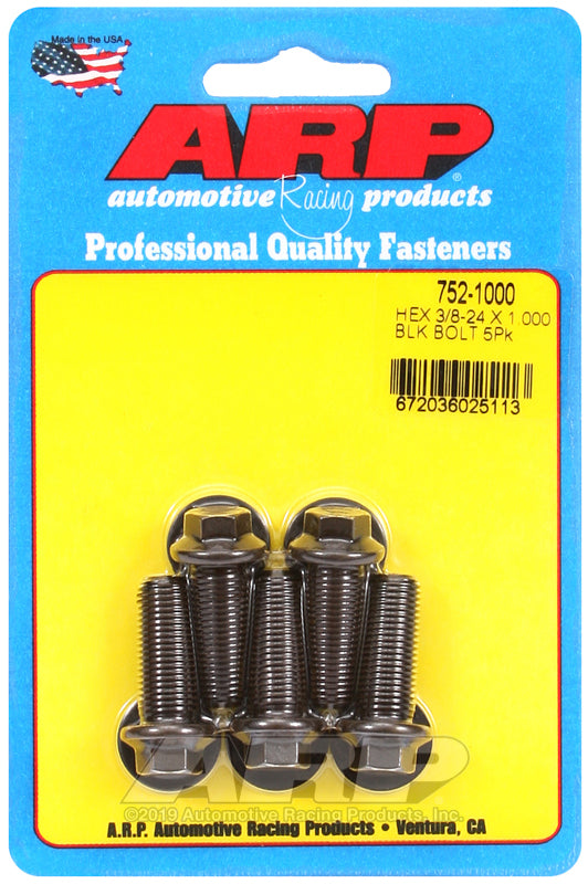 ARP 3/8-24 x 1.000 hex black oxide bolts