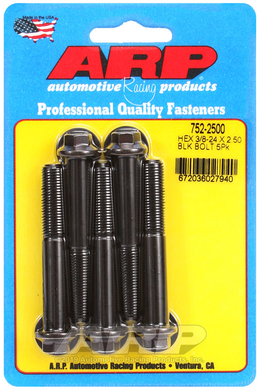 ARP 3/8-24 x 2.500 hex black oxide bolts